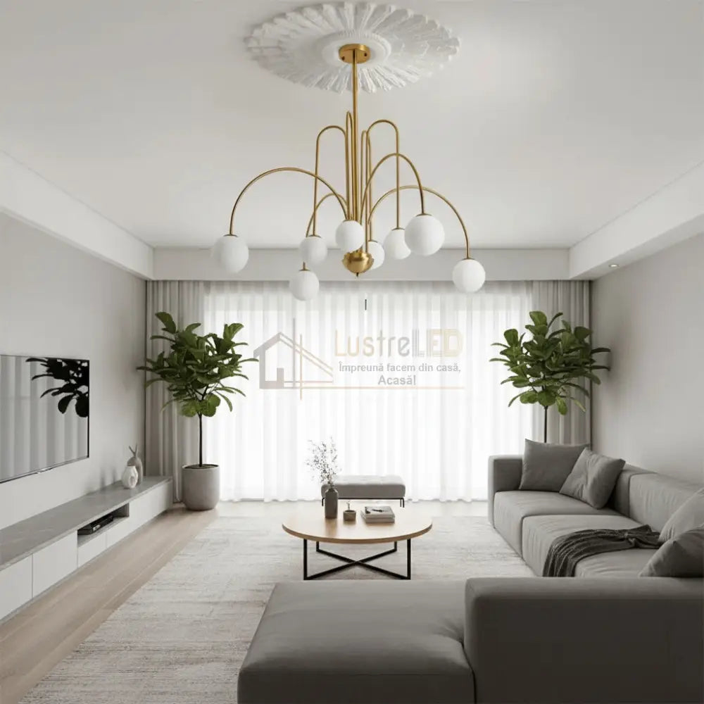 Lustra CARO Gold Abajur Mat 8xG9 Chandeliers