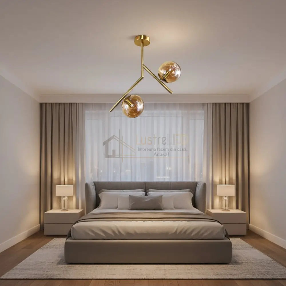 Lustra CRATO Gold Abajur Fumuriu 2xE14 Lighting Fixtures