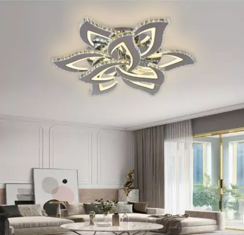 Lustra LED Camelia Grande Cristal Chrome RGB Echivalent 1200W Telecomanda