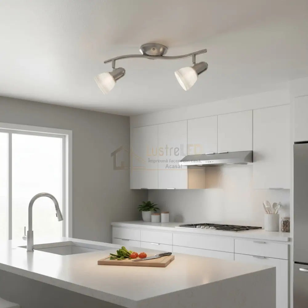 Lustra cu 2 Spoturi Reglabile DAKAR 1 Silver & White Chandeliers