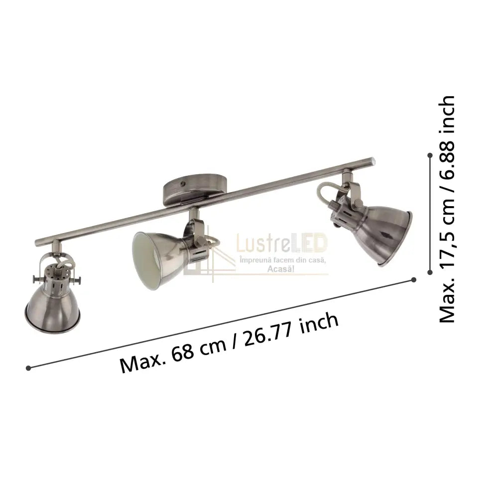 Lustra cu 3 Spoturi Reglabile SERAS Silver Eglo Chandeliers