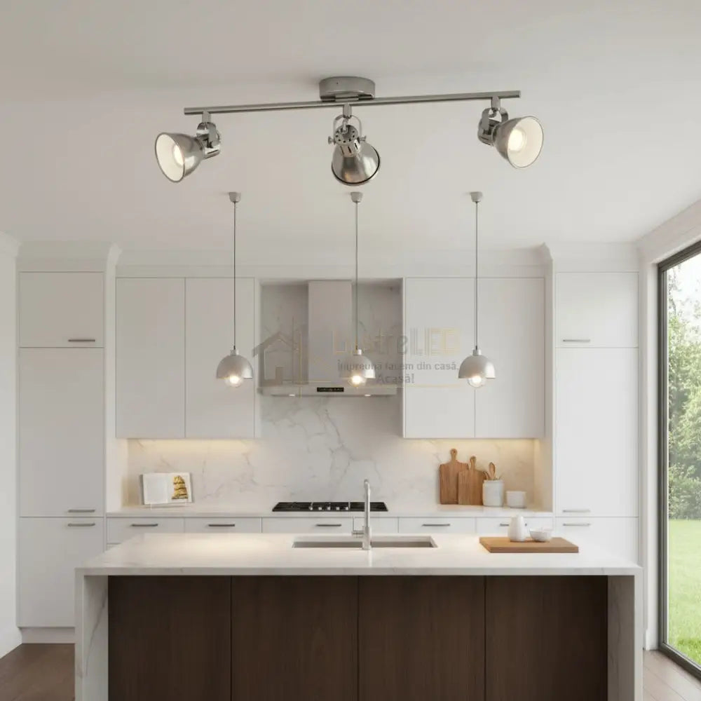 Lustra cu 3 Spoturi Reglabile SERAS Silver Eglo Chandeliers