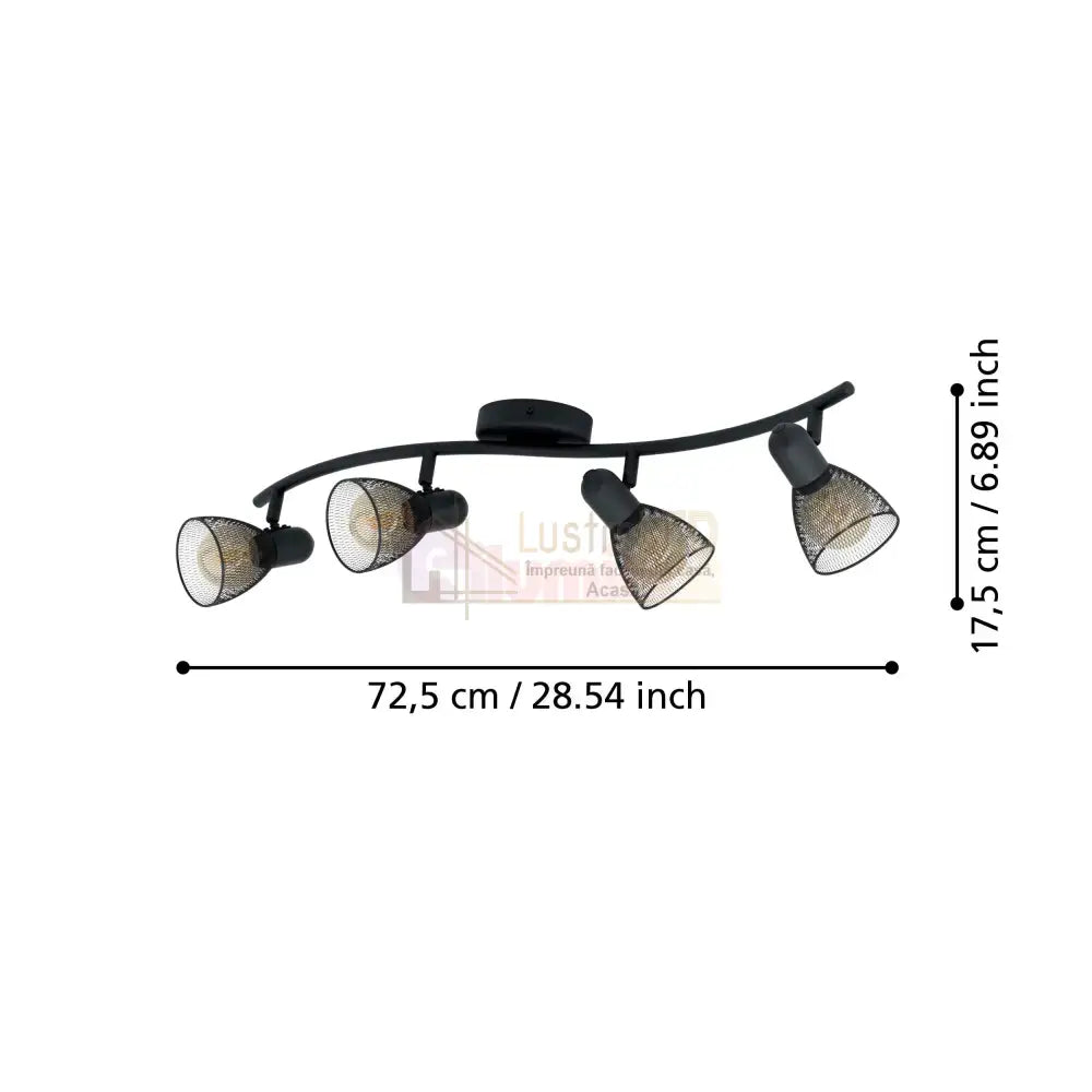 Lustra Cu 4 Spoturi Reglabile Black CAROVIGNO 64CM NEAGRA Lighting Fixtures