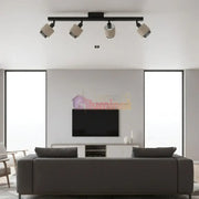 Lustra Cu 4 Spoturi Reglabile Black Natural ROSLEY 75CM NEAGRA Lighting Fixtures
