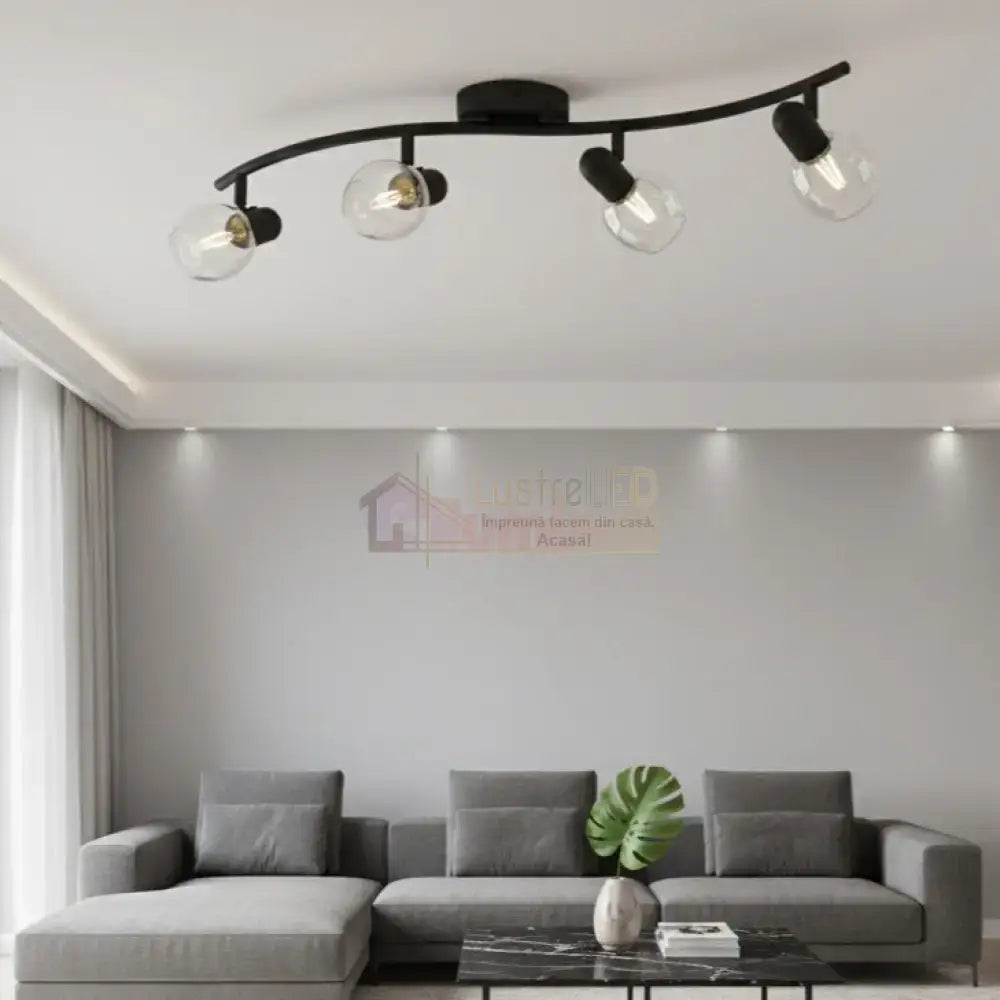 Lustra Cu 4 Spoturi Reglabile Black POLLICA 64CM NEAGRA Lighting Fixtures