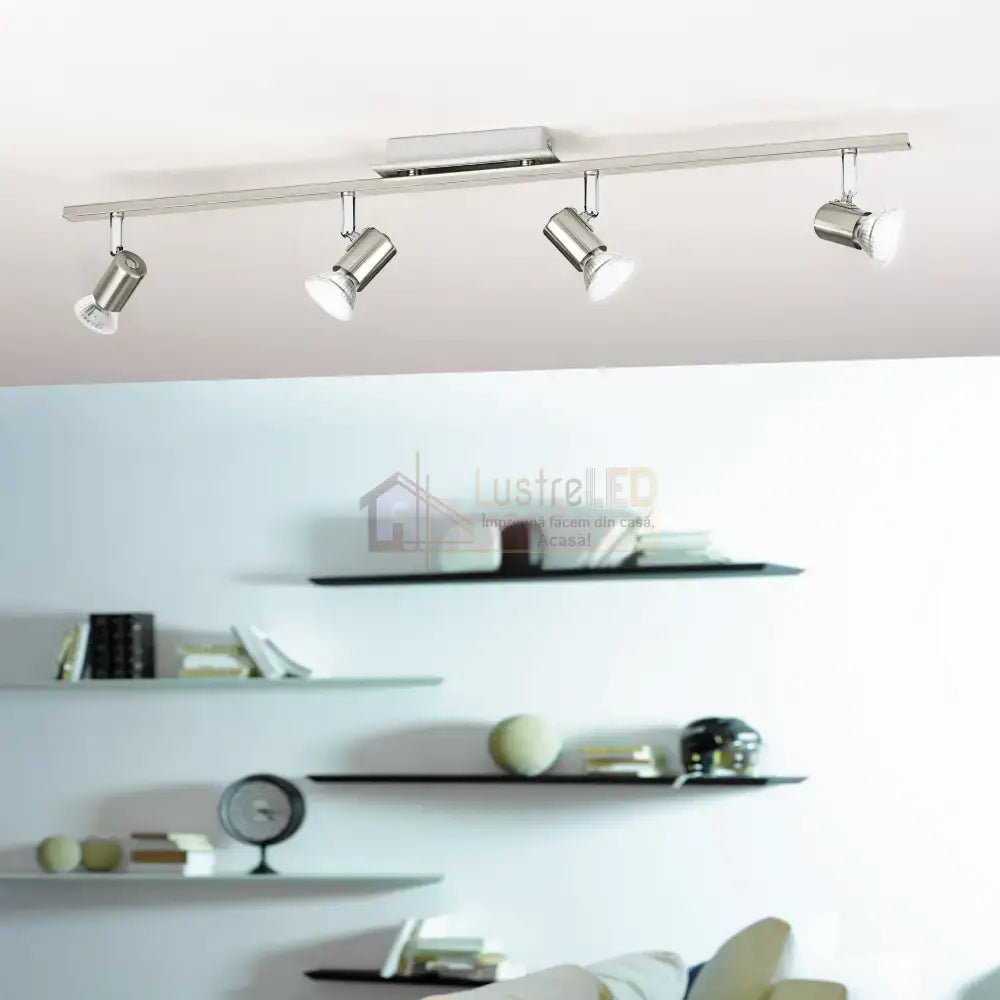 Lustra Cu 4 Spoturi Reglabile Silver ROTTELO 78CM ARGINTIE Lighting Fixtures