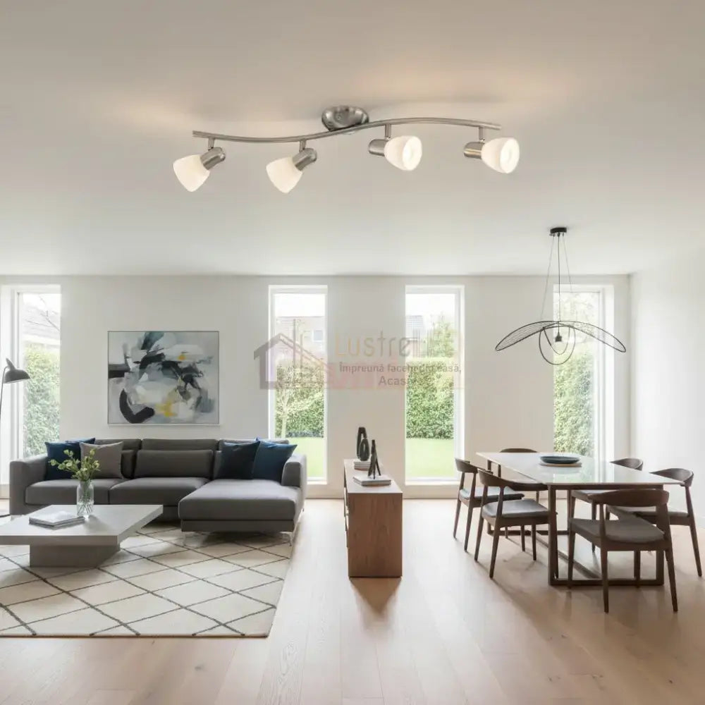 Lustra DAKAR 1 cu 4 Spoturi White & Silver 65CM 65CM Chandeliers