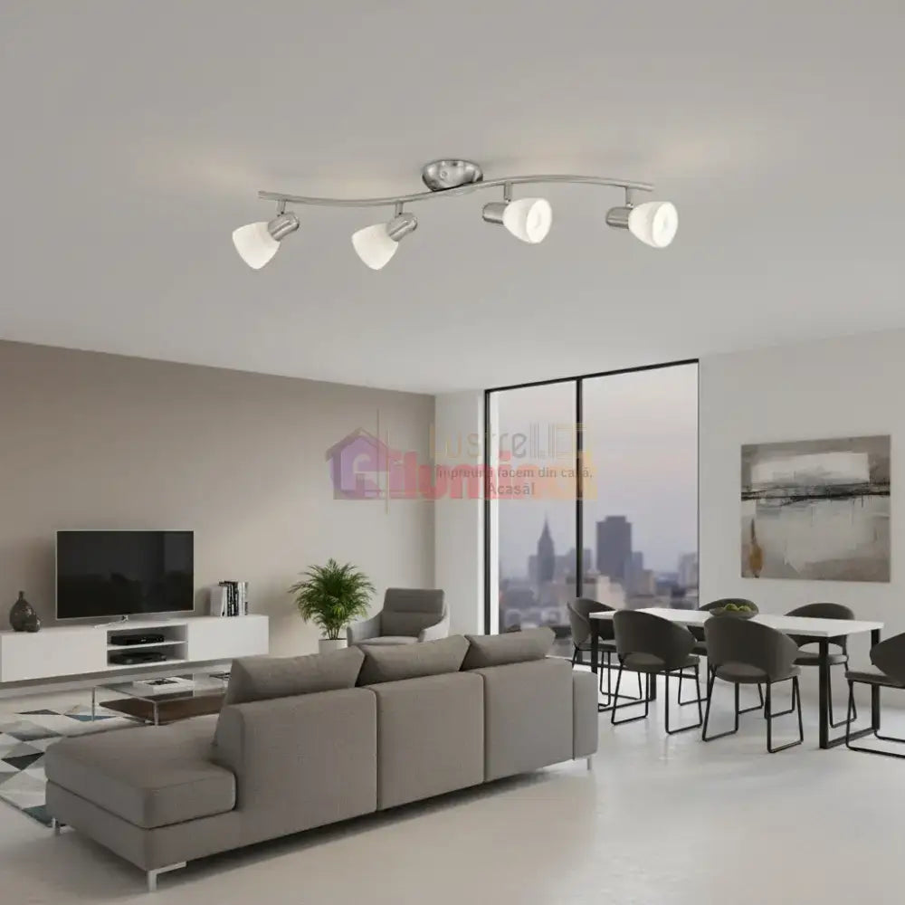 Lustra DAKAR 1 cu 4 Spoturi White & Silver 65CM 65CM Chandeliers