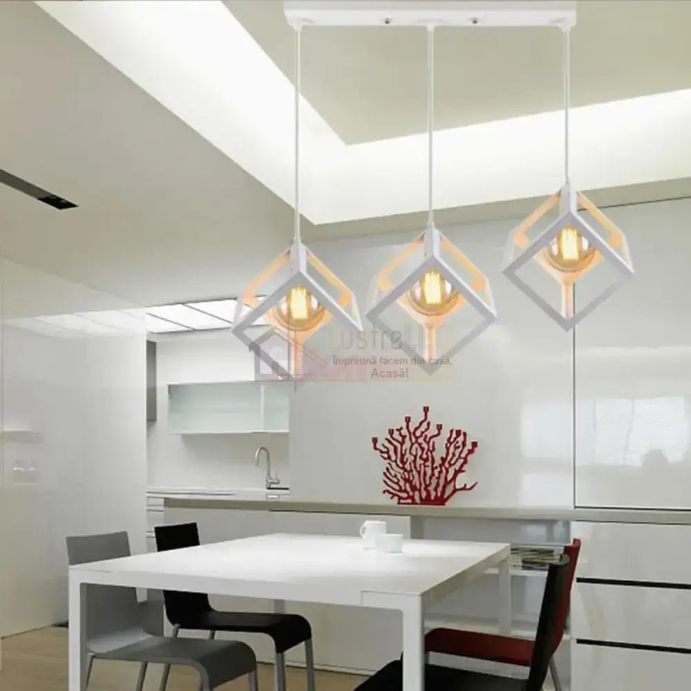 Lustra Fedra Cub Alb Vintage Suport Liniar Lighting Fixtures