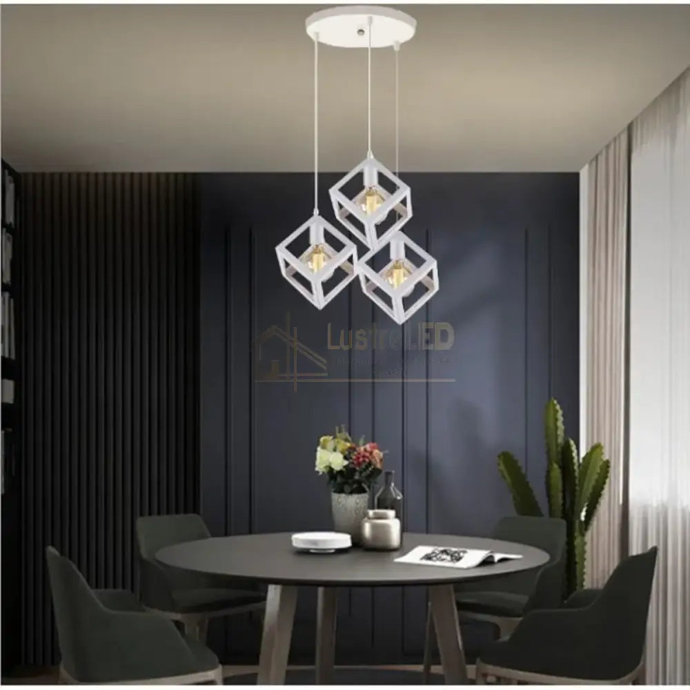 Lustra Fedra Cub Alb Vintage Suport Rotund Lighting Fixtures