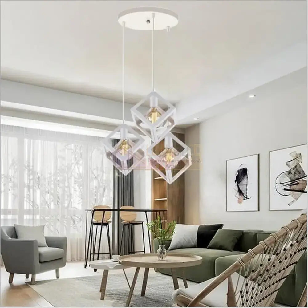 Lustra Fedra Cub Alb Vintage Suport Rotund Lighting Fixtures