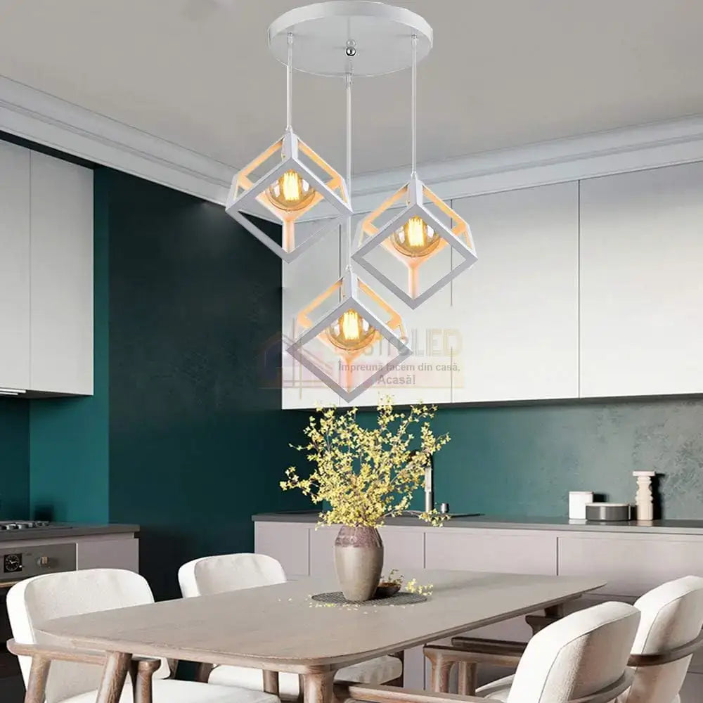 Lustra Fedra Cub Alb Vintage Suport Rotund Lighting Fixtures