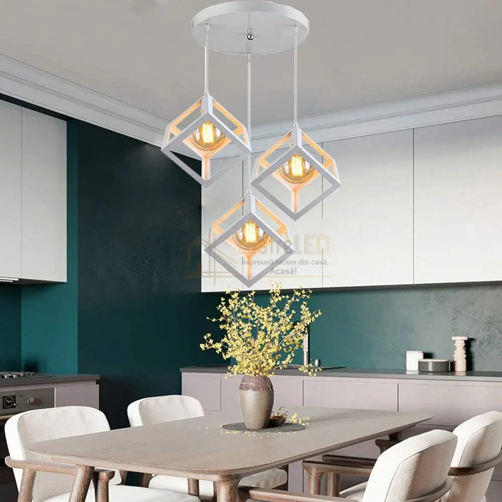 Lustra Fedra Cub Alb Vintage Suport Rotund Lighting Fixtures