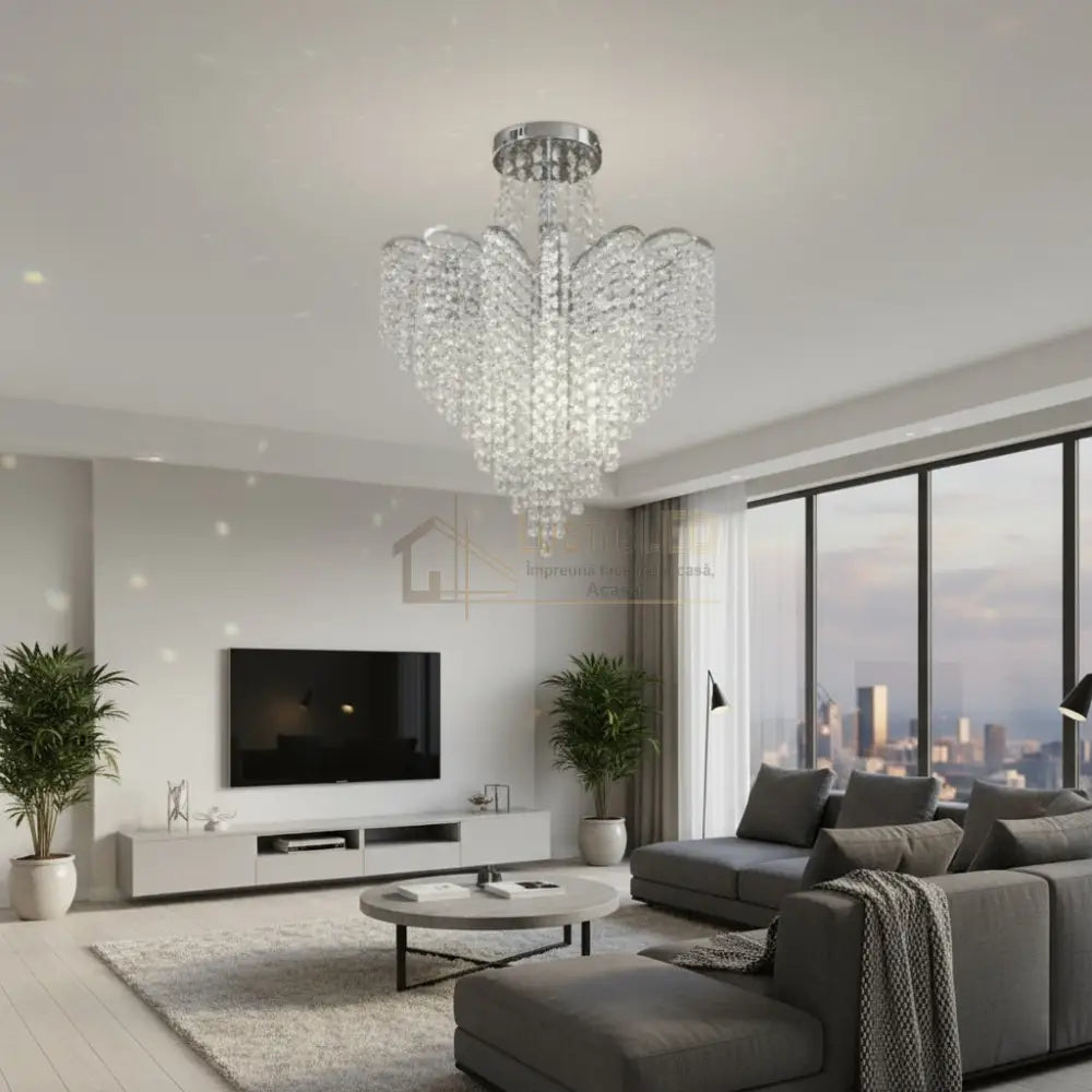 Lustra FREDA Silver Cristal Chandeliers Crystal