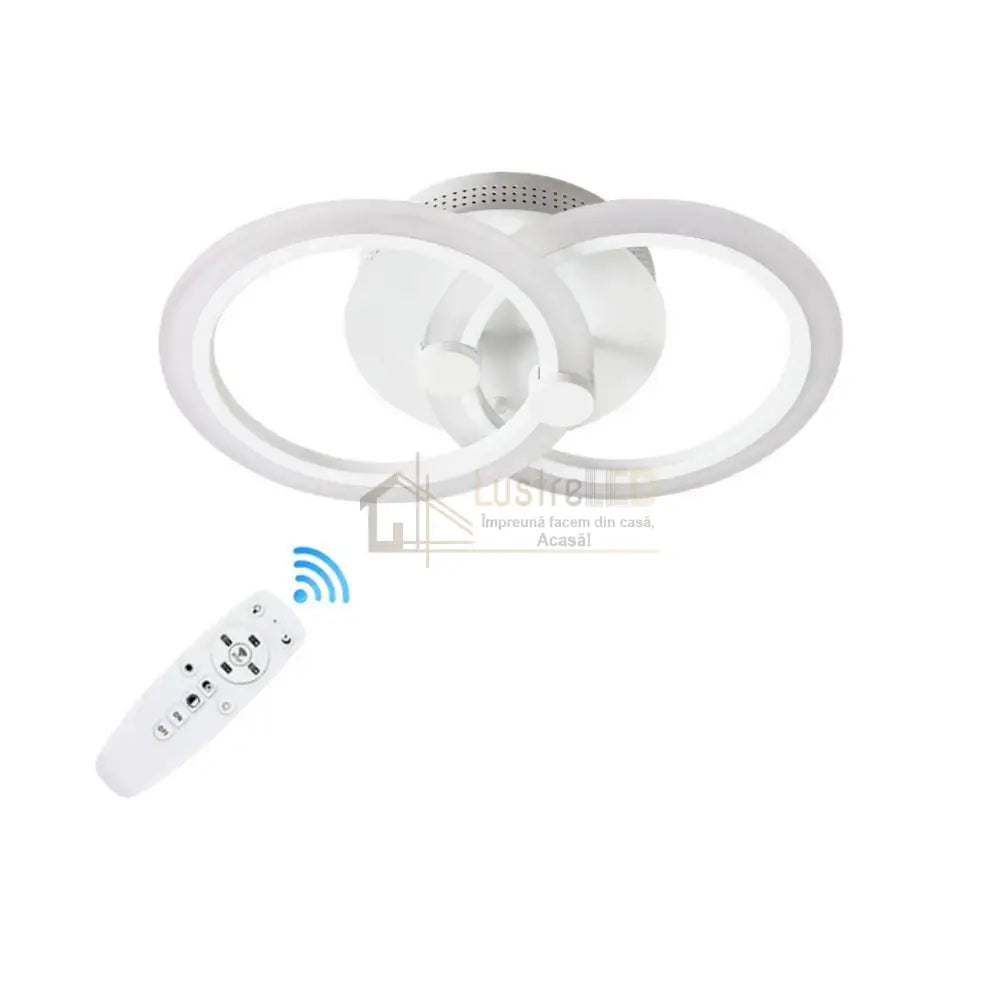 Lustra Led 1 + 1 Circle Design Alb Echivalent 300W Telecomanda Lighting Fixtures