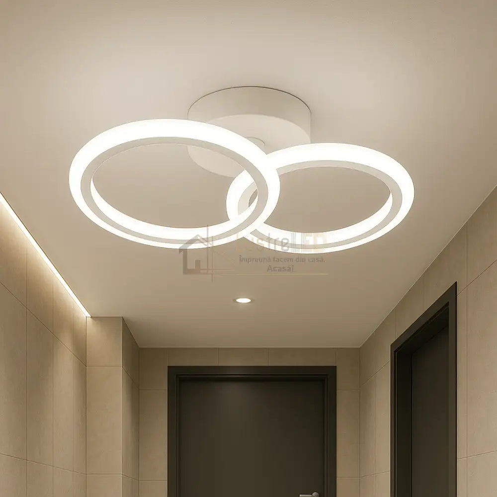 Lustra LED 1 + 1 Circle Design Alb Echivalent 300W Telecomanda ALBA / CIRCLE DESIGN Lighting Fixtures