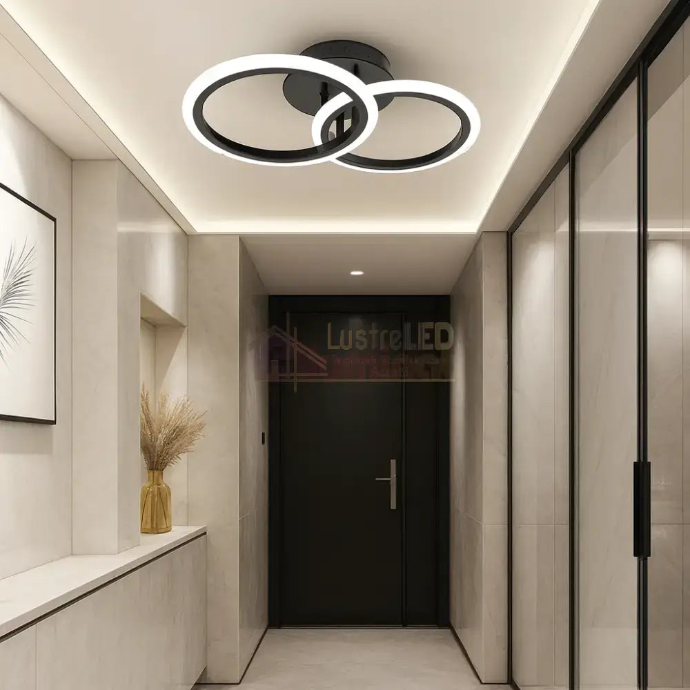 Lustra LED 1 + 1 Circle Design Black Echivalent 300W Telecomanda NEAGRA / CIRCLE DESIGN Lighting Fixtures