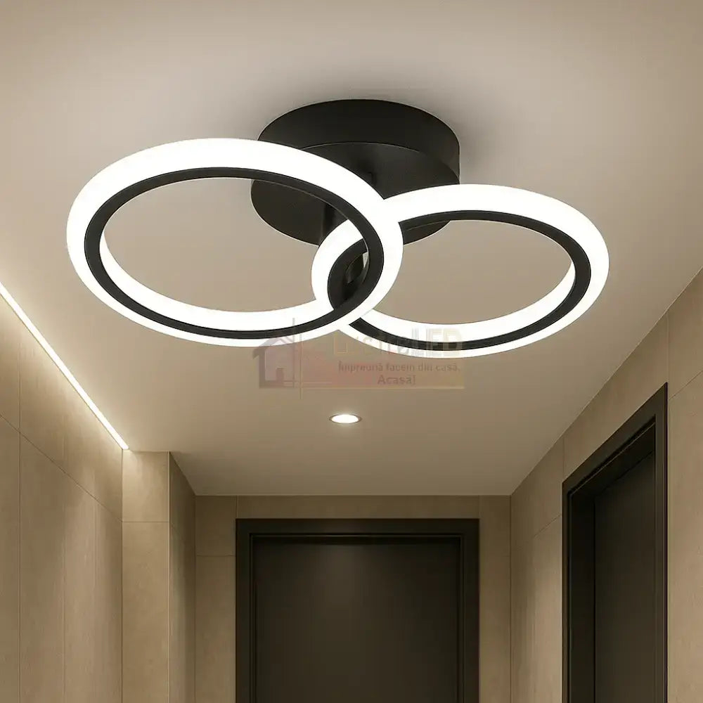 Lustra LED 1 + 1 Circle Design Black Echivalent 300W Telecomanda NEAGRA / CIRCLE DESIGN Lighting Fixtures