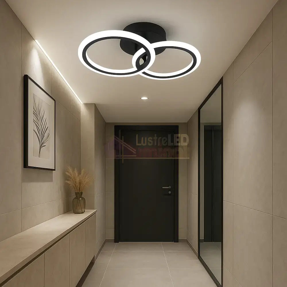 Lustra LED 1 + 1 Circle Design Black Echivalent 300W Telecomanda NEAGRA / CIRCLE DESIGN Lighting Fixtures