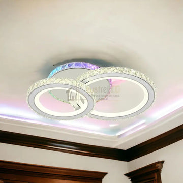 Lustra Led 106W 1 + 1 Circle Rgb Alb Cristal Telecomanda Lighting Fixtures