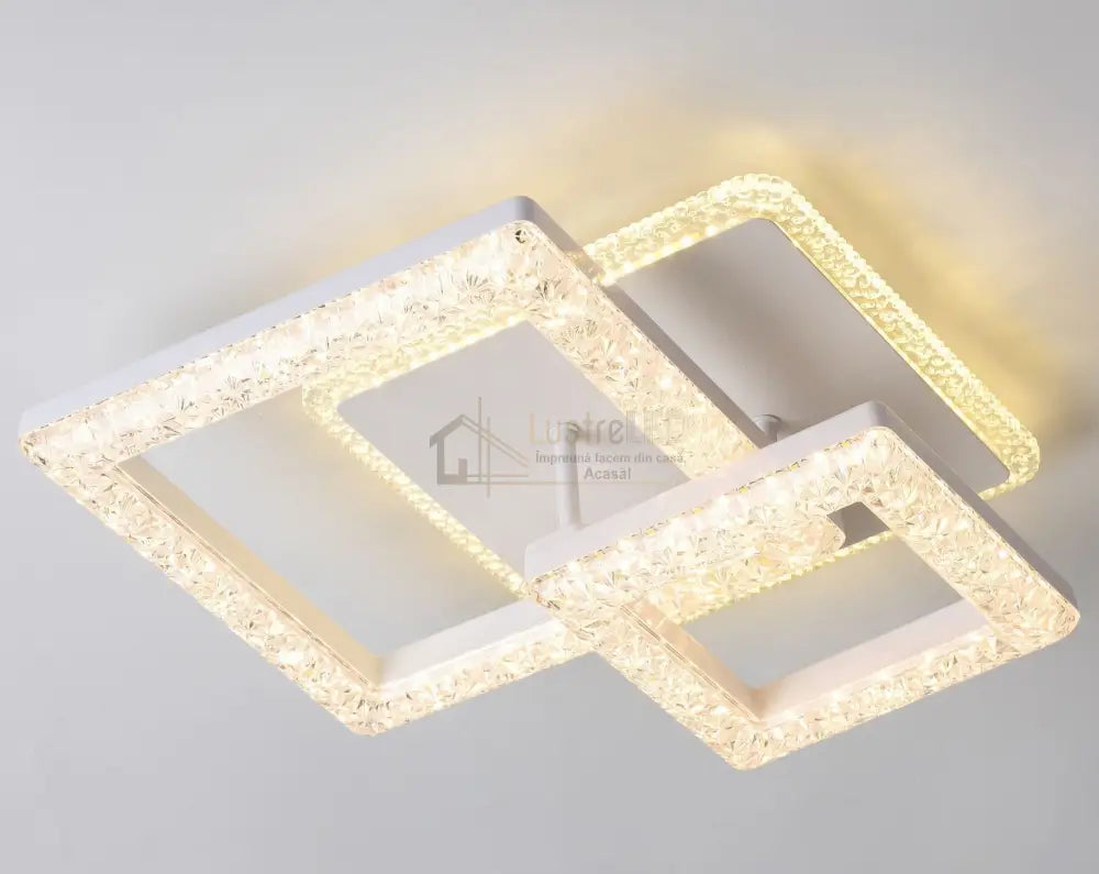 Lustra Led 1 + 1 Square Bubbles Echivalent 400W Telecomanda Lighting Fixtures