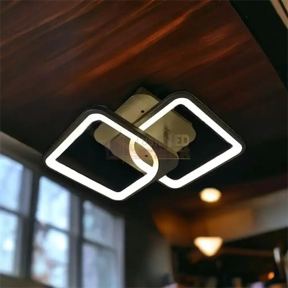 Lustra Led 1 + 1 Square Design Black Echivalent 300W Telecomanda Lighting Fixtures