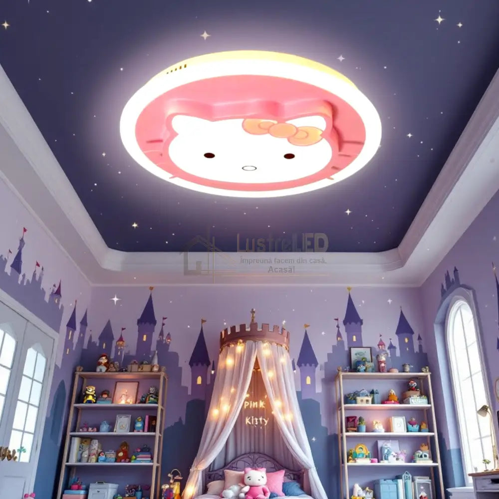 Lustra LED 104W Pink Kitty Telecomanda Echivalent 400W