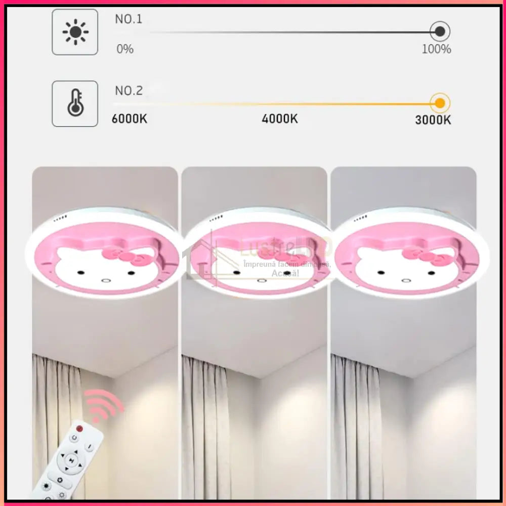 Lustra LED 104W Pink Kitty Telecomanda Echivalent 400W