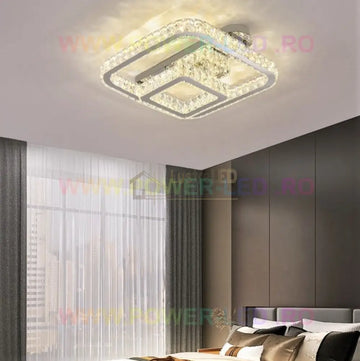 Lustra LED 108W CROWN SQUARE CRISTAL Telecomanda