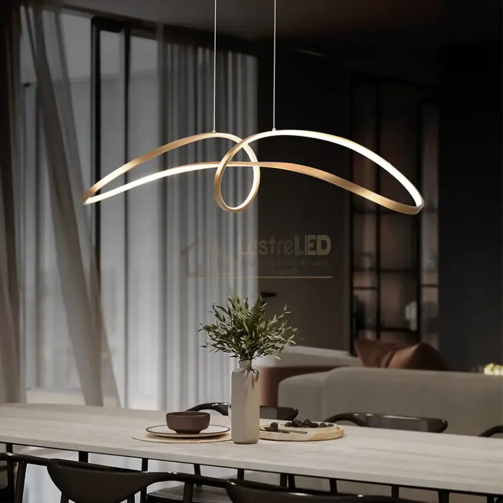 Lustra Led 108W Suspendata Eliptic Gold Smart Lighting Fixtures