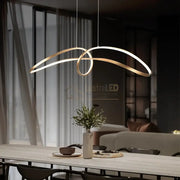 Lustra Led 108W Suspendata Eliptic Gold Smart Lighting Fixtures