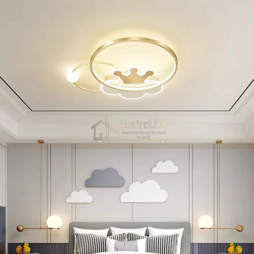 Lustra LED 110W Gold Majesty Telecomanda Echivalent 300W KIDS Lighting Fixtures