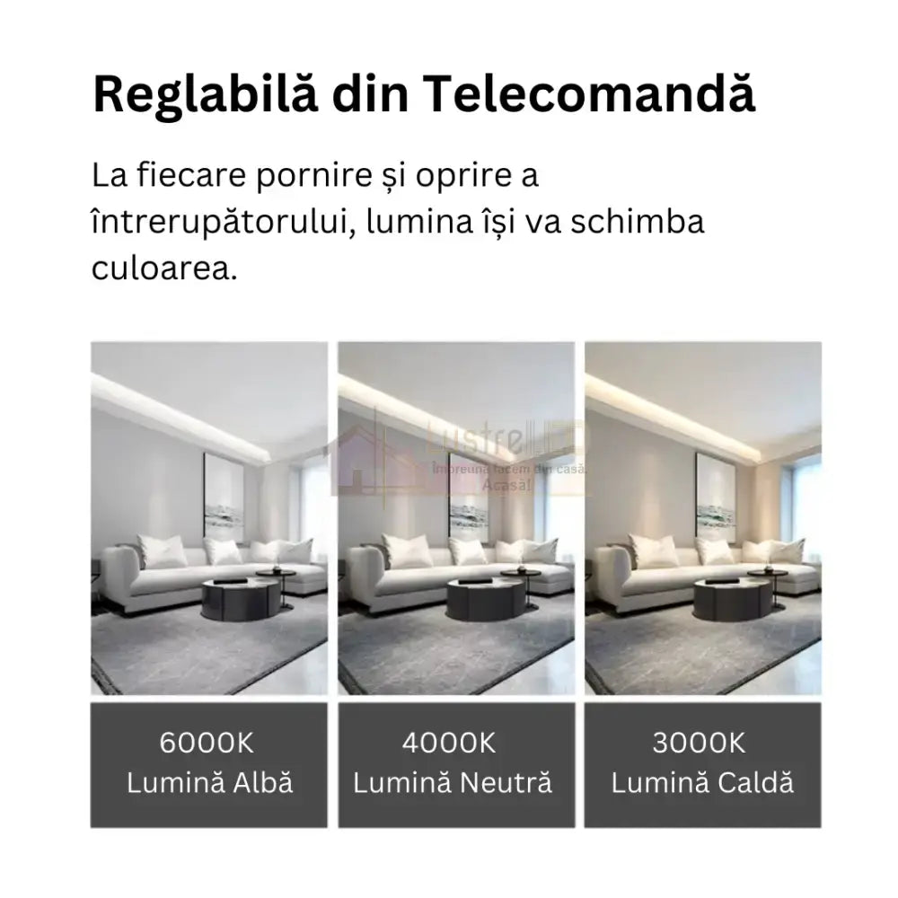 Lustra LED 4 Modern LINES Black Echivalent 400W Telecomanda 7023-6C NEAGRA / 69CM / MINIMALIST DESIGN Lighting Fixtures