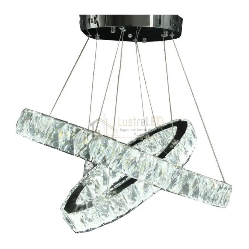 Lustra Led 120W Cristal 2 Segmente Ovale Telecomanda Lighting Fixtures