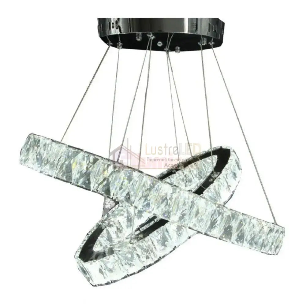 Lustra Led 120W Cristal 2 Segmente Ovale Telecomanda Lighting Fixtures