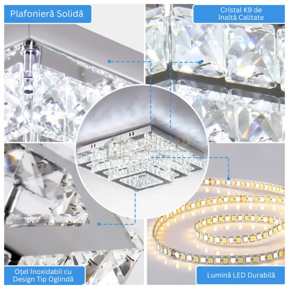 Lustra LED Exquisite Round Cristal Echivalent 400W Telecomanda CHROME / 40CM / CRISTAL Chandeliers