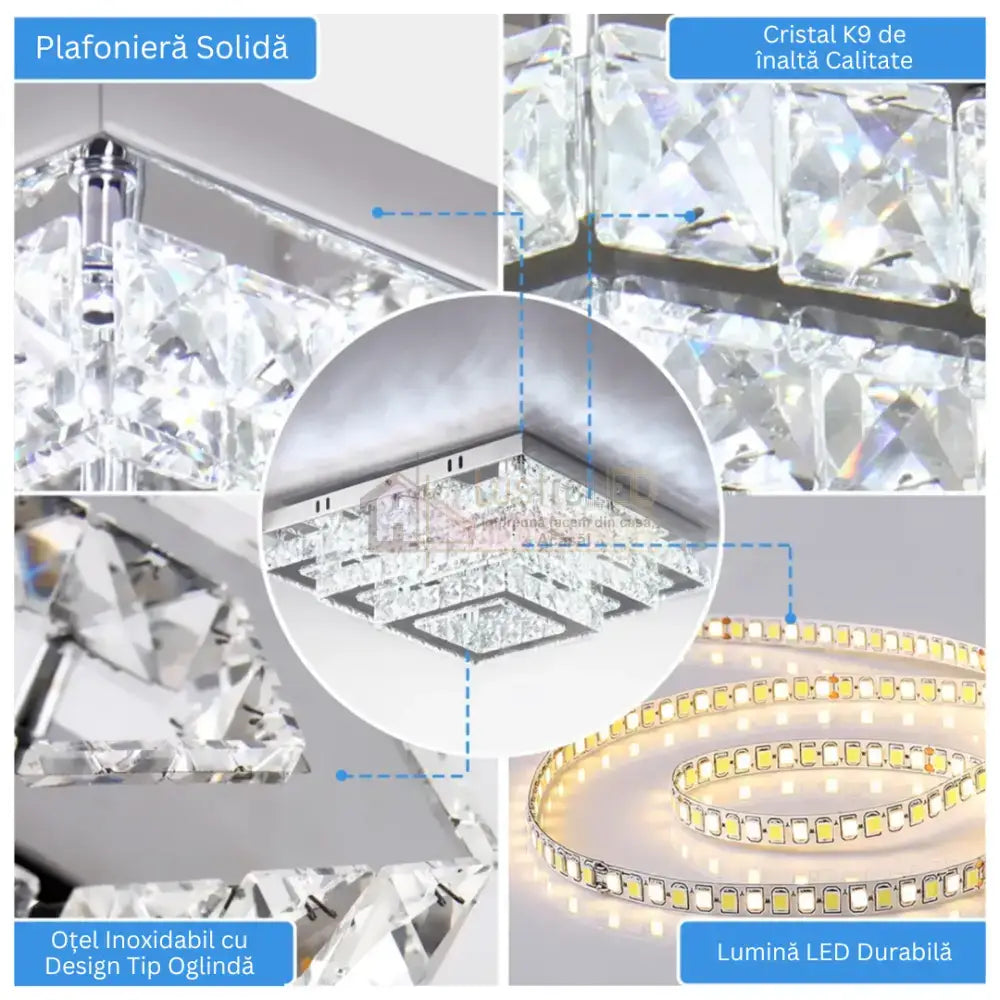 Lustra LED Exquisite Round Cristal Echivalent 400W Telecomanda CHROME / 40CM / CRISTAL Chandeliers