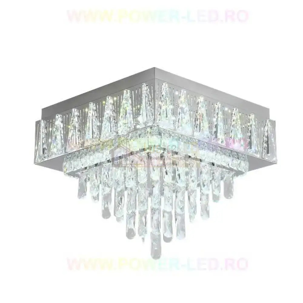 Lustra Led 120W Elegance Square Maxi Cristal Telecomanda Lighting Fixtures