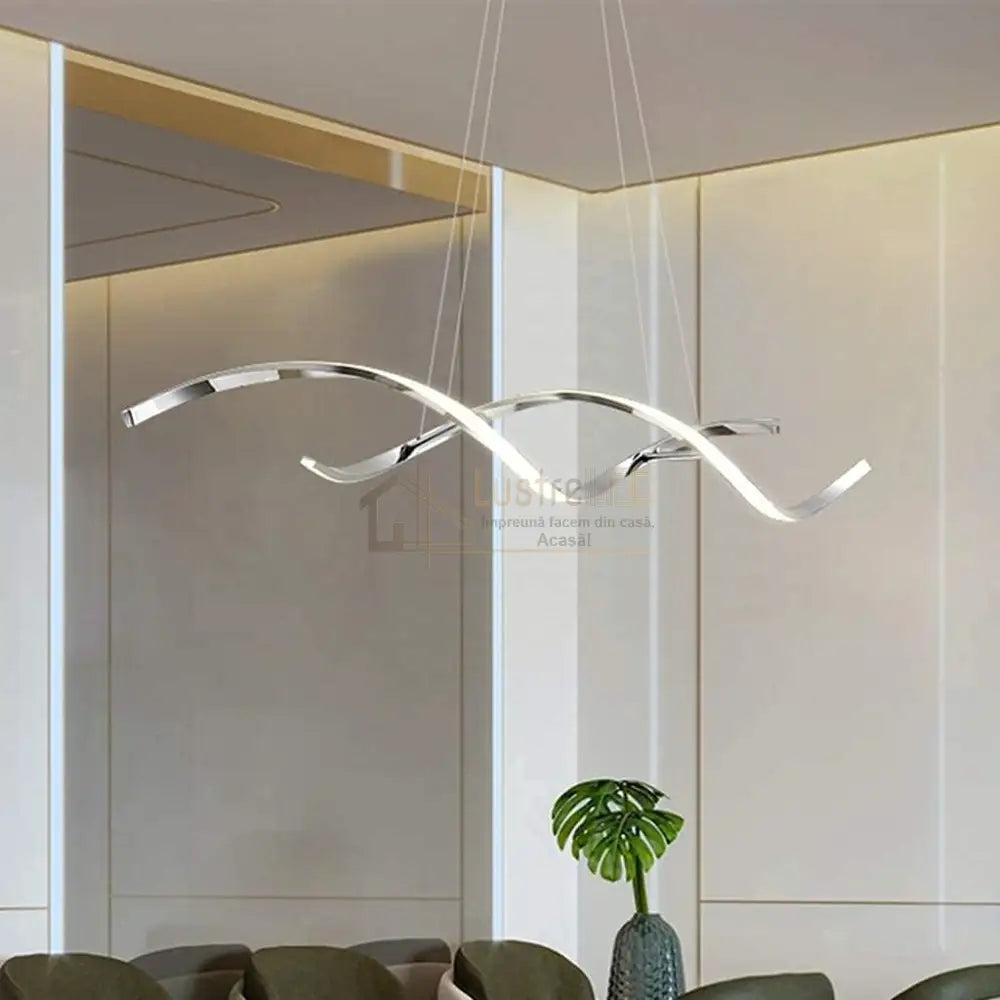 Lustra Led 120W Suspendata Linnea Chrome Telecomanda Lighting Fixtures