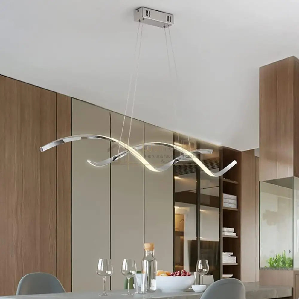 Lustra Led 120W Suspendata Linnea Chrome Telecomanda Lighting Fixtures