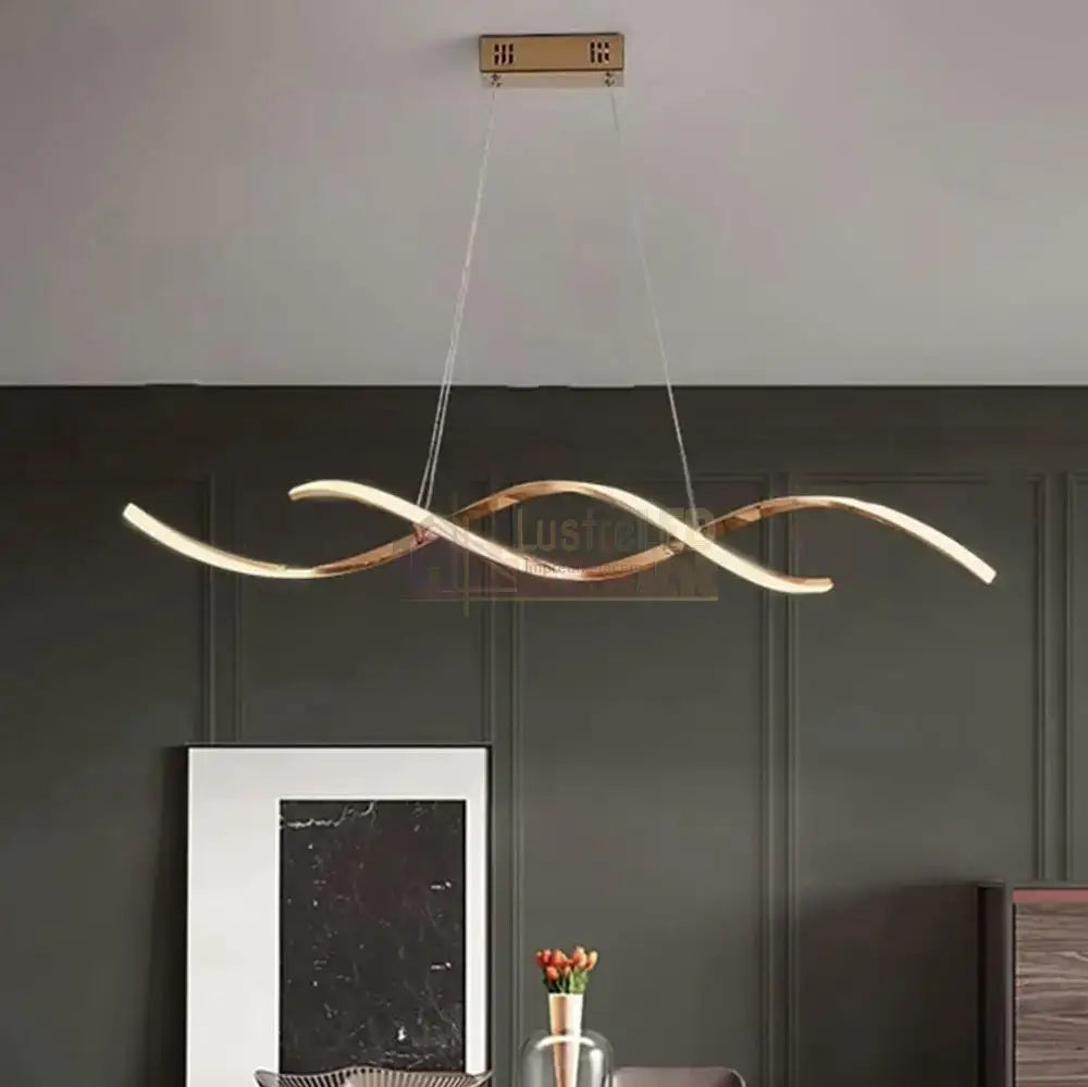 Lustra Led 120W Suspendata Linnea Gold Telecomanda Lighting Fixtures