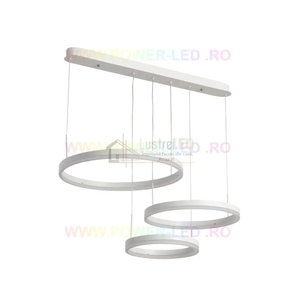 Lustra Led 150W Cassandra Circle Alba 3 Segmente Echivalent 600W Lighting Fixtures