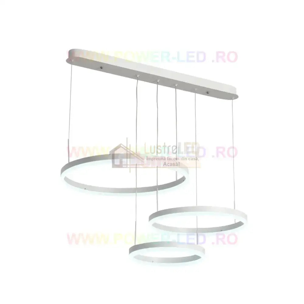 Lustra Led 150W Cassandra Circle Alba 3 Segmente Echivalent 600W Lighting Fixtures