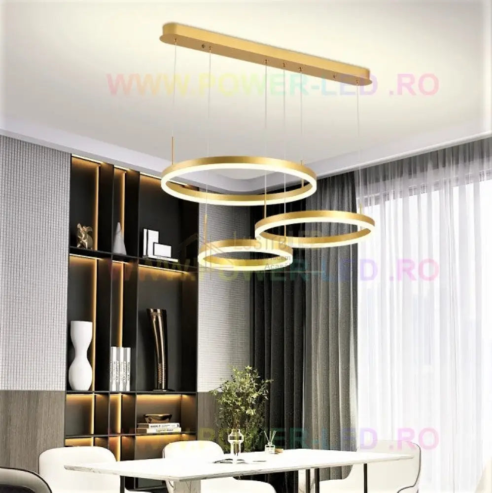 Lustra Led 150W Cassandra Circle Gold 3 Segmente Echivalent 600W Lighting Fixtures