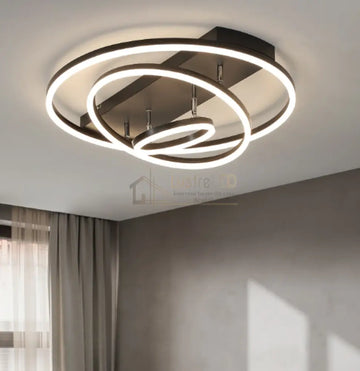 Lustra Led 160W Brown 3 Rings Reglabile Telecomanda Ceiling Light Fixtures