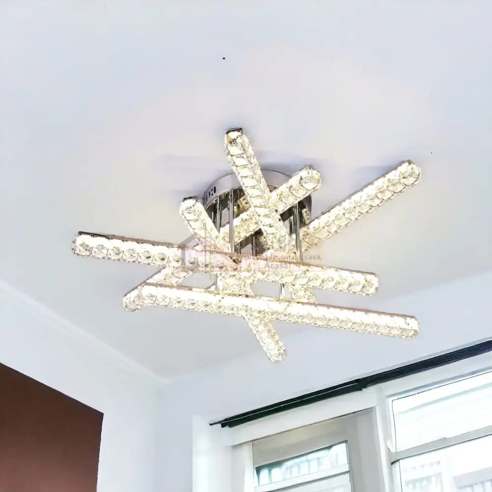 Lustra Led 168W 6 Lines Cristal Telecomanda Chandeliers Crystal