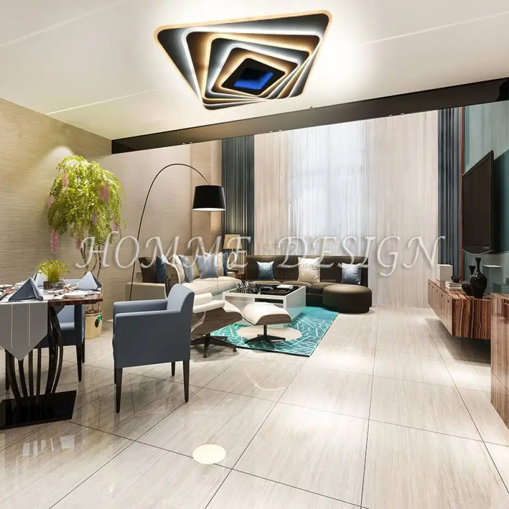 Lustra Led 174W Levels 3D Rgb Square Telecomanda Lighting Fixtures