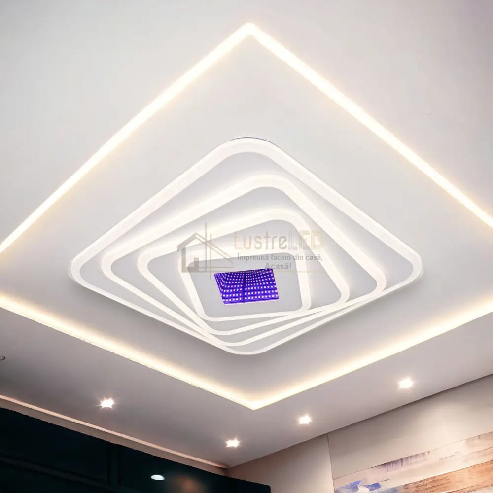 Lustra Led 174W Levels 3D Rgb Square Telecomanda Lighting Fixtures