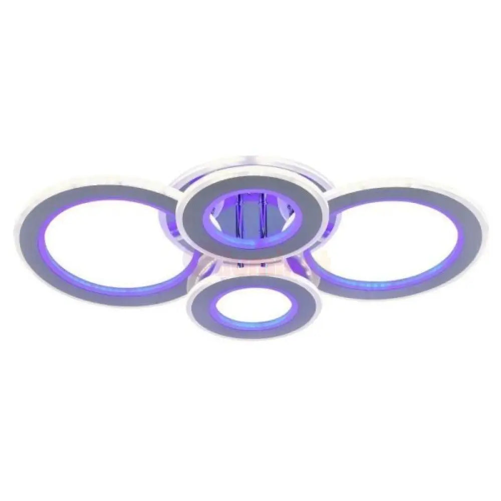 Lustra Led 176W 2 + 2 Circle Chrome Rgb-Mix Telecomanda Lighting Fixtures