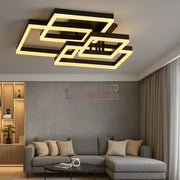 Lustra LED 184W Straight Angles Black Telecomanda Echivalent 800W NEAGRA / SQUARE DESIGN / 70CM Lighting Fixtures